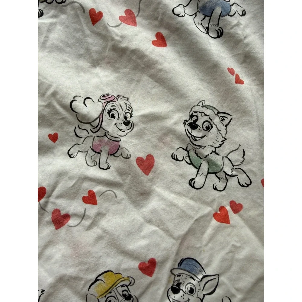 Pottery Barn Kids PAW PATROL Hearts VALENTINES TWIN FITTED Sheet Organic Cotton